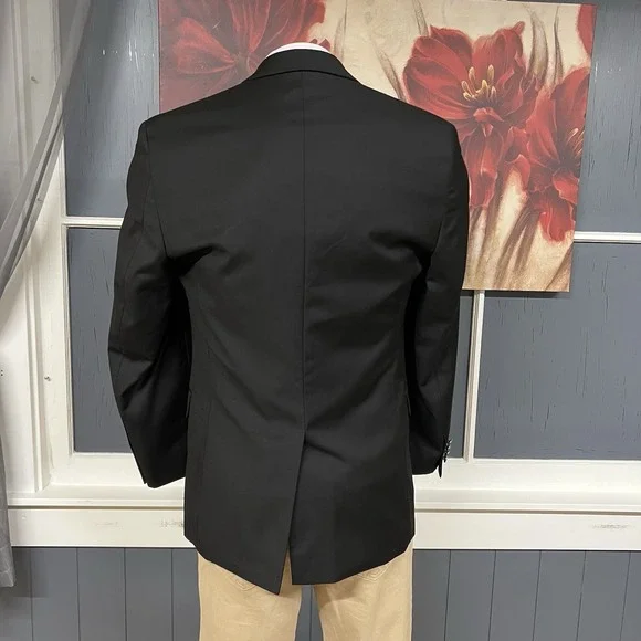Lauren Ralph Lauren Blazer Jacket Sport Coat Mens 36R Wool Black Metal Buttons